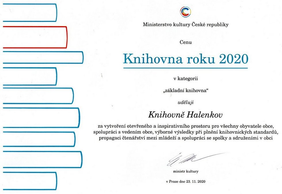 Diplom knihovna roku 2020